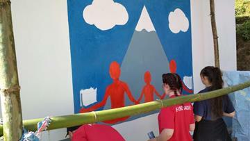 Mural being painted