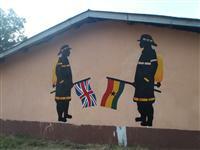 A mural that has been painted on the school wall by cadets
