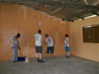 Cadets painting the wall inside the school in Ghana Cadets painting the wall inside the school in Ghana