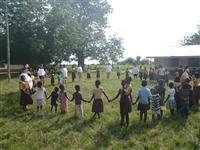 Cadets interacting with the children in the village in Ghana