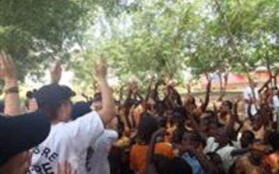Cadets are welcomed by the community of Abordahi