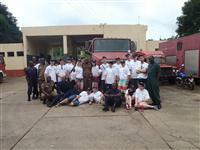 Fire Cadets visiting a fire station near Ho in Ghana, Africa 