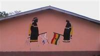 The mural that has bveen painted by cadets on the outside of the school wall in Ghana