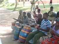 People from the community of Abordahi, just outside Ho - welcoming the cadets with music