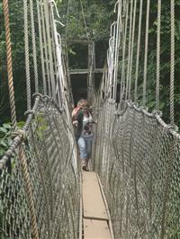 Cadets cross one of the rope bridges