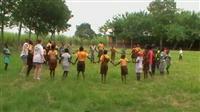 Cadets playing games with the children in Ghana