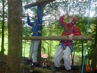 Climbing up the high ropes