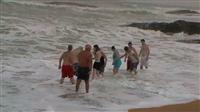 Cadets paddle in the sea