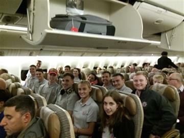 Apprentices on the plane - off to build a school in Nepal 